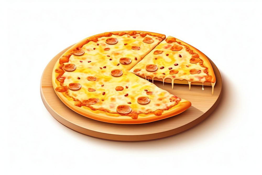 Cheese pizza food white background pepperoni. AI generated Image by rawpixel.