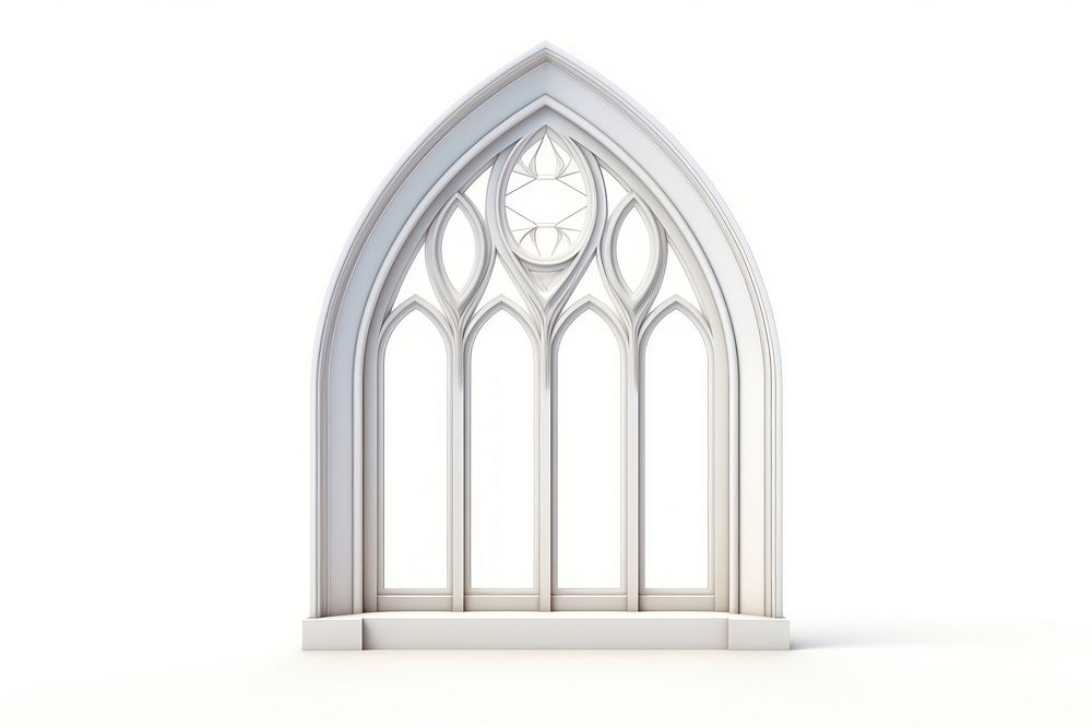 Church window architecture white background spirituality. AI generated Image by rawpixel.