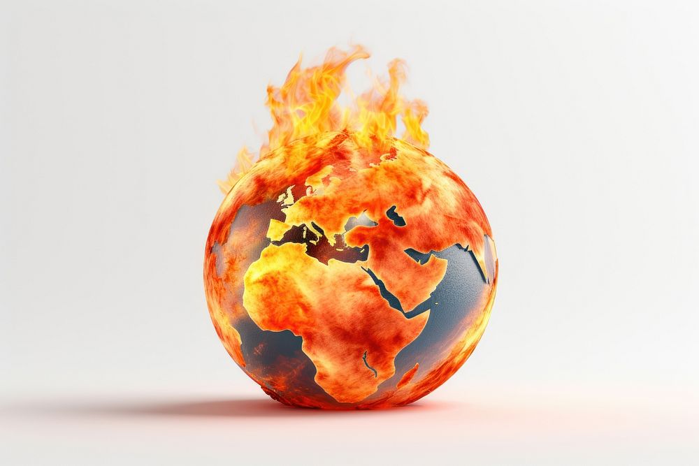 3d illustration earth fire sphere. 