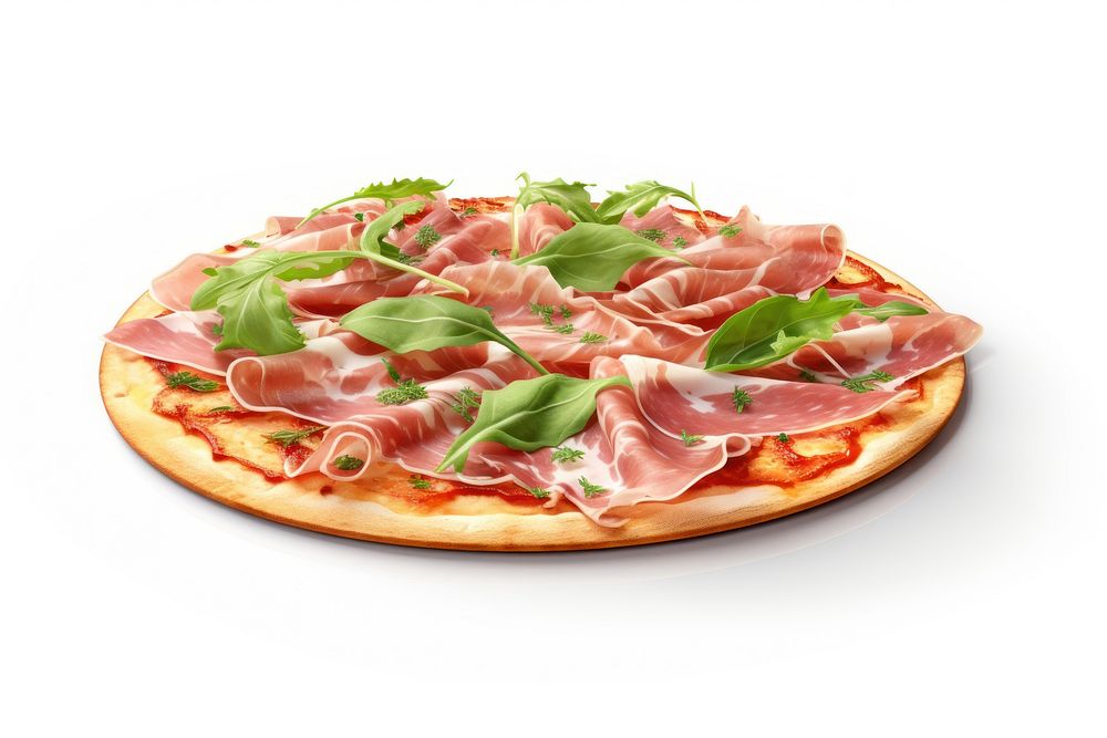 Parma ham pizza food meat white background. AI generated Image by rawpixel.