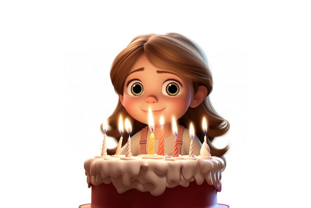 Little girl cake dessert blowing. AI generated Image by rawpixel.