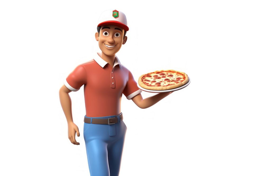 Pizza delivery cartoon adult food. AI generated Image by rawpixel.