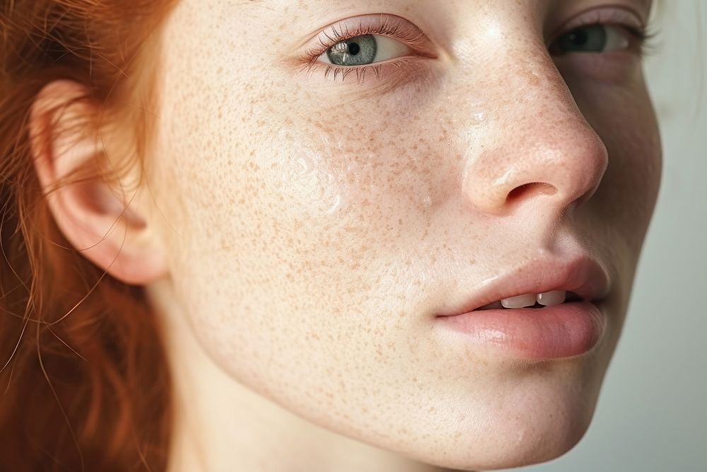Freckles skin face hairstyle. AI generated Image by rawpixel.