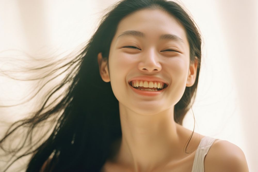 Asian laughing smiling adult. AI generated Image by rawpixel.