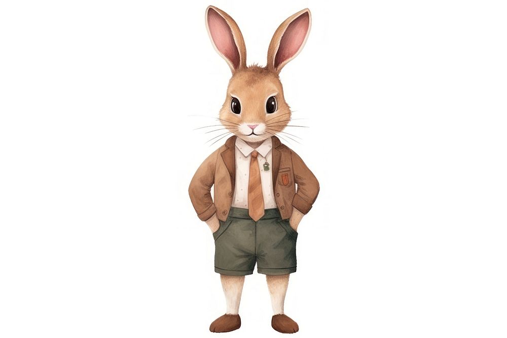 Rabbit wear student cartoon animal standing. AI generated Image by rawpixel.