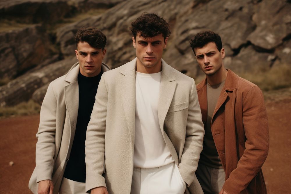 3 men photography portrait outdoors. 