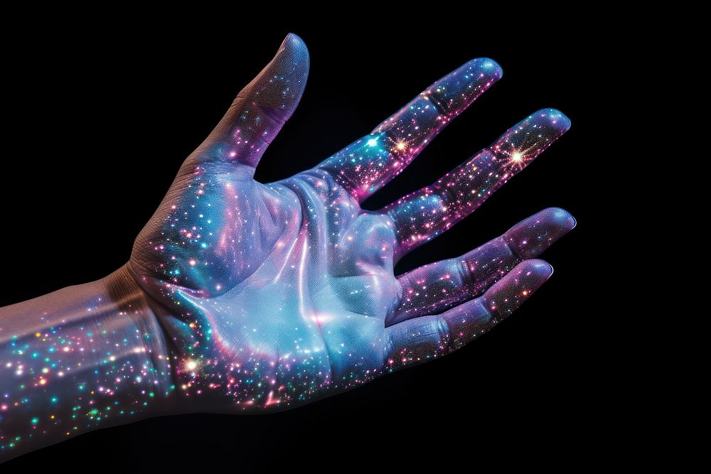 Hand finger purple galaxy. AI generated Image by rawpixel.