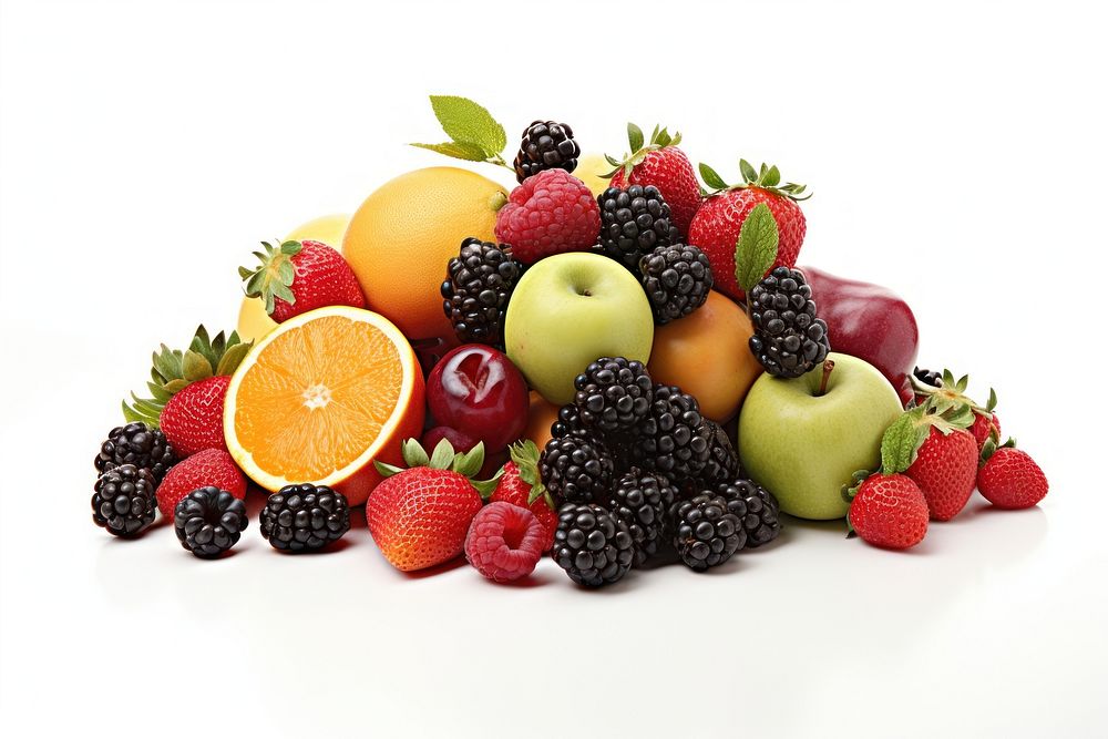 Fruits strawberry blackberry raspberry. AI generated Image by rawpixel.