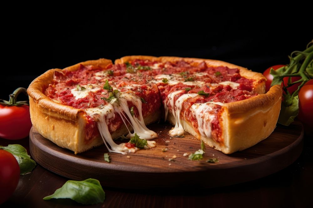 Chicago pizza style food mozzarella pepperoni. AI generated Image by rawpixel.