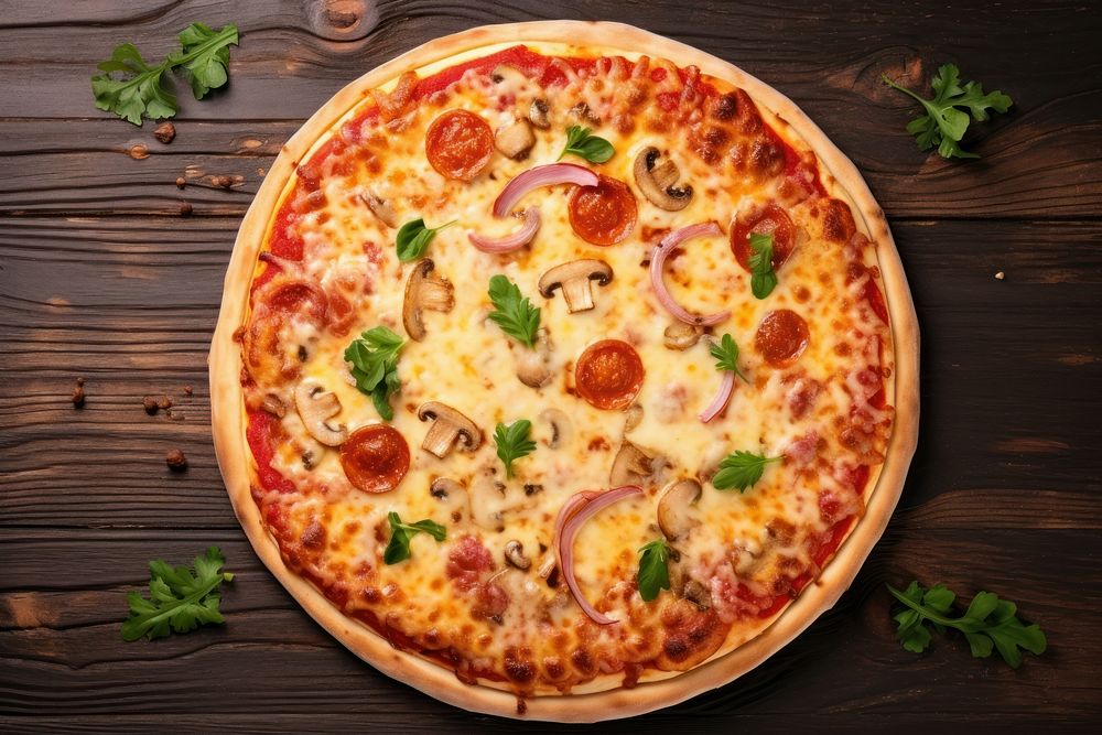 Pizza food mozzarella pepperoni. AI generated Image by rawpixel.