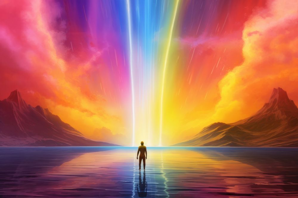 Spiritual landscape outdoors rainbow. AI generated Image by rawpixel.
