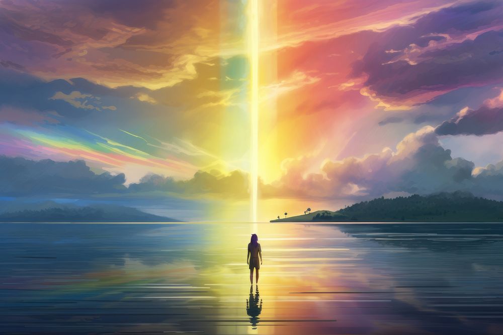 Spiritual landscape sunlight outdoors. AI generated Image by rawpixel.