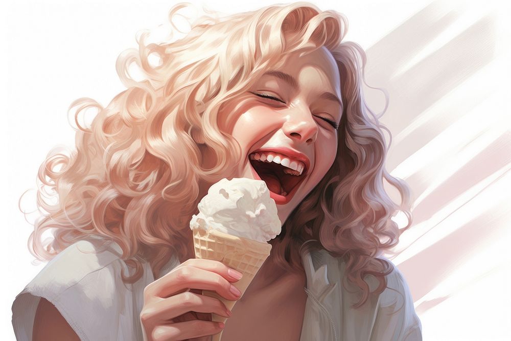 Girl laughing dessert holding. AI generated Image by rawpixel.