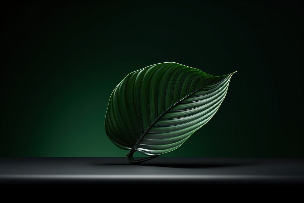 A leaf on dark background. AI generated image by rawpixel.