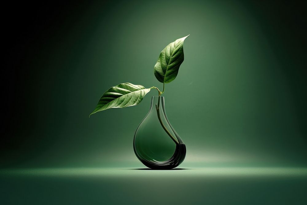 Photo of leaves in a vase. AI generated image by rawpixel.