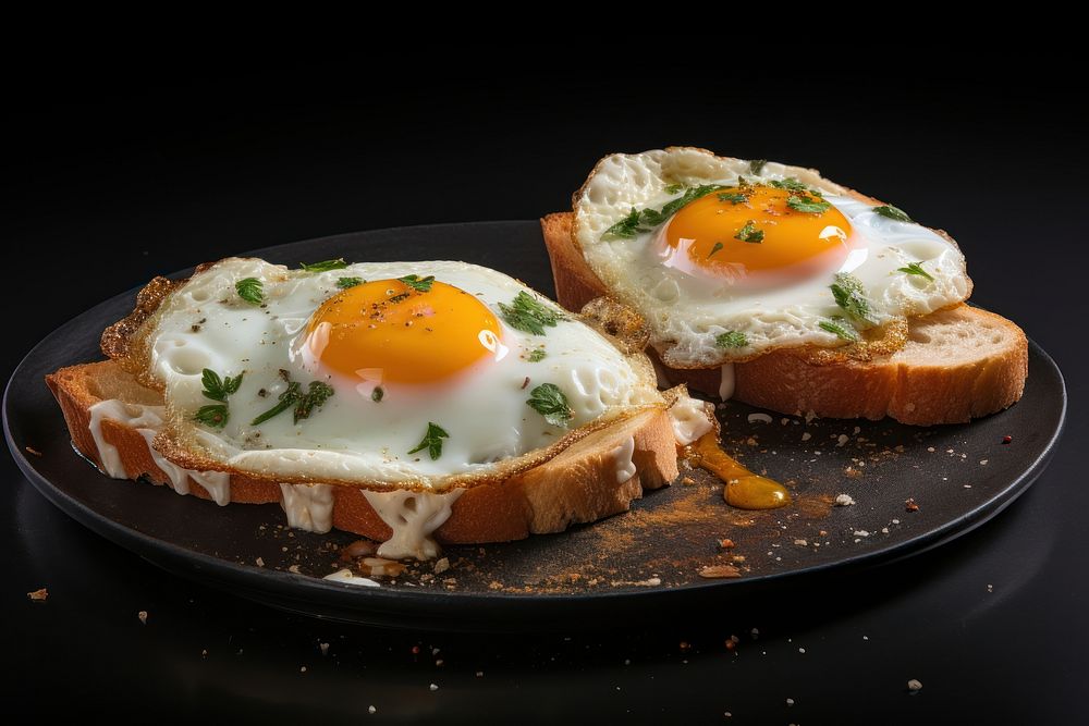 Fried eggs bread food breakfast. AI generated Image by rawpixel.