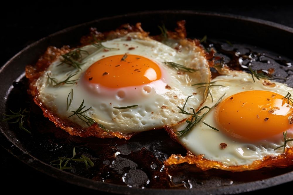 Fried eggs plate food breakfast. AI generated Image by rawpixel.
