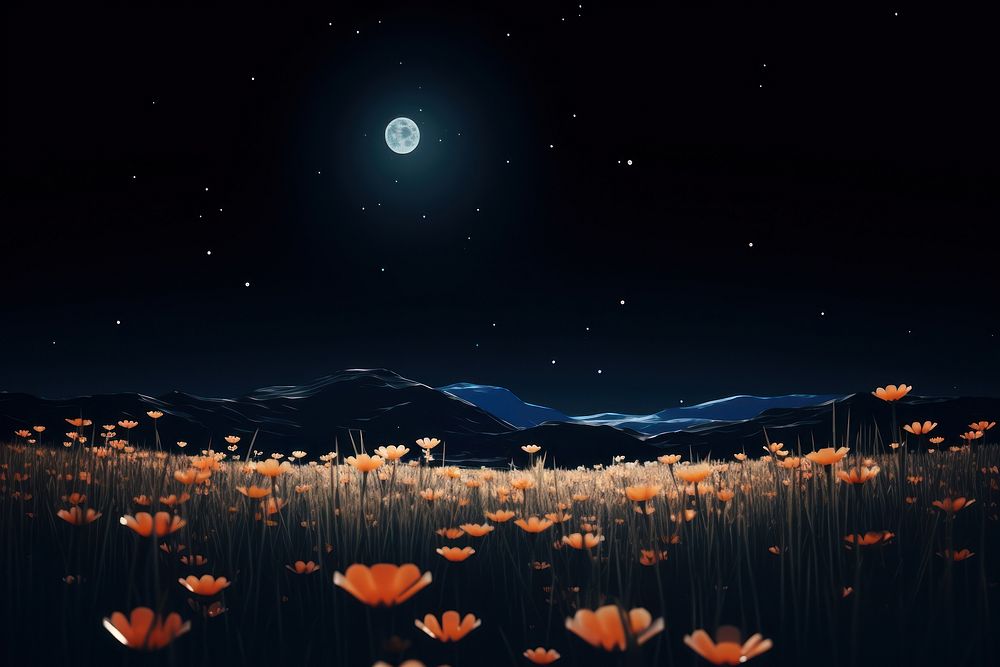 Futuristic flower moon landscape. AI generated Image by rawpixel.