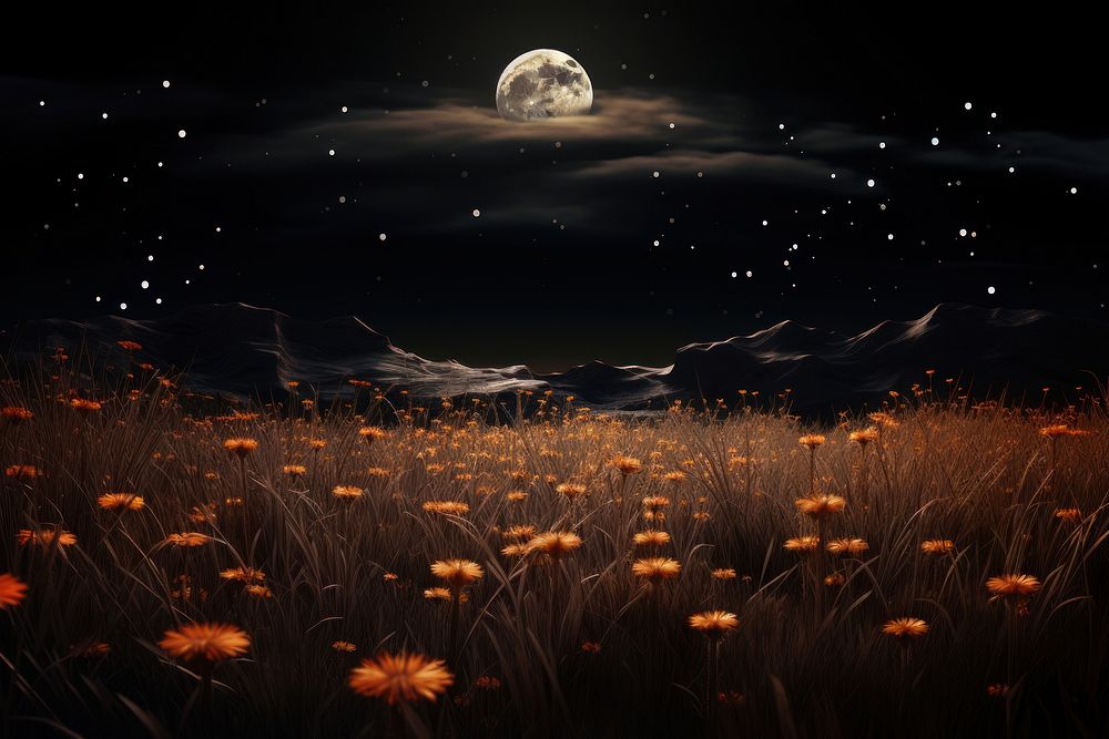 Futuristic flower moon landscape. AI generated Image by rawpixel.
