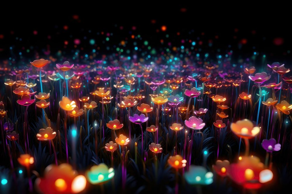 Futuristic backgrounds lighting flower. AI generated Image by rawpixel.