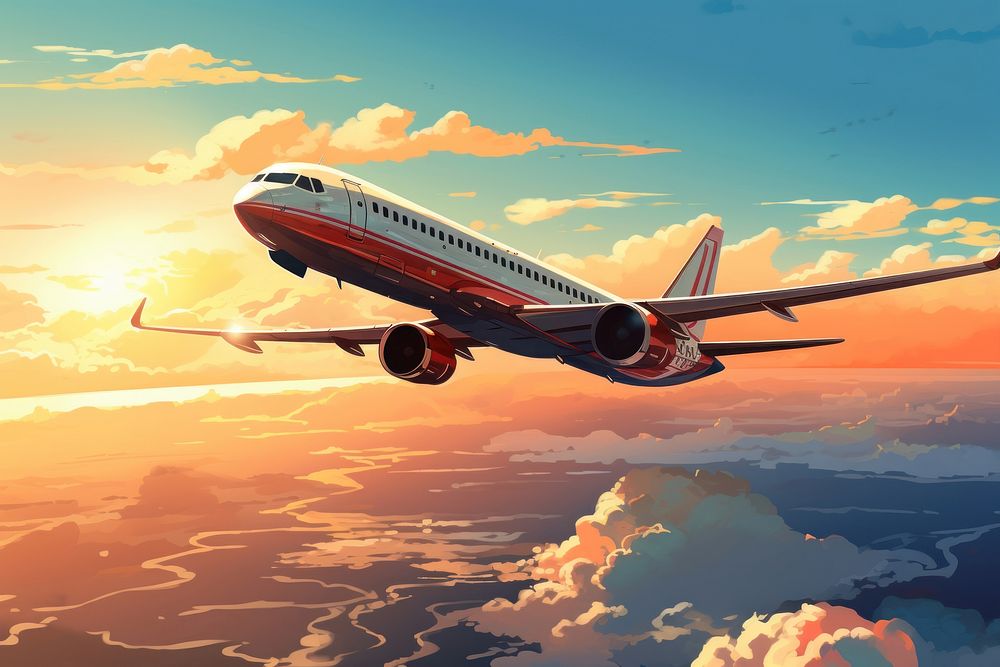 Airplane aircraft airliner vehicle. AI generated Image by rawpixel.