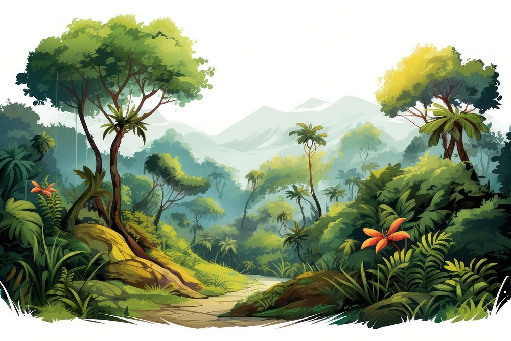 Rainforest landscape vegetation outdoors. AI generated Image by rawpixel.