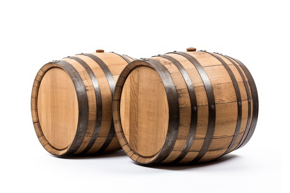 One wine barrels keg white background membranophone. AI generated Image by rawpixel.