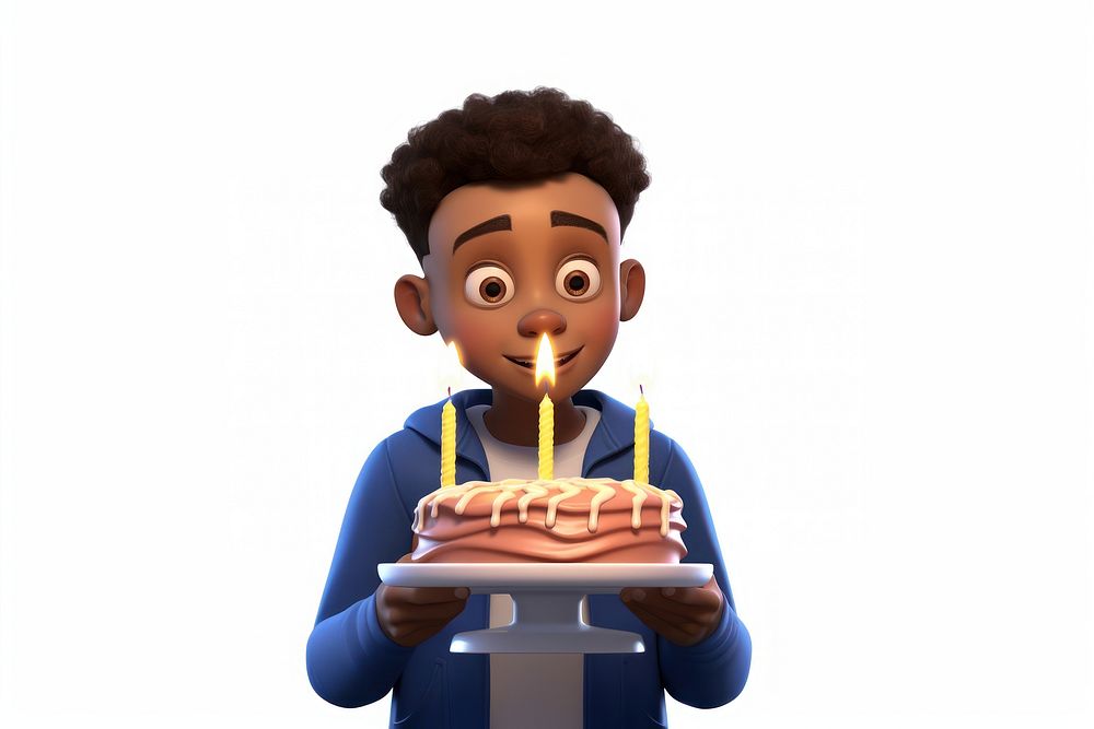 African american boy cake dessert blowing. AI generated Image by rawpixel.