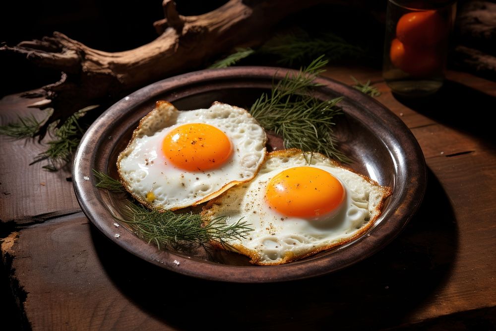 Served fried eggs plate food breakfast. AI generated Image by rawpixel.