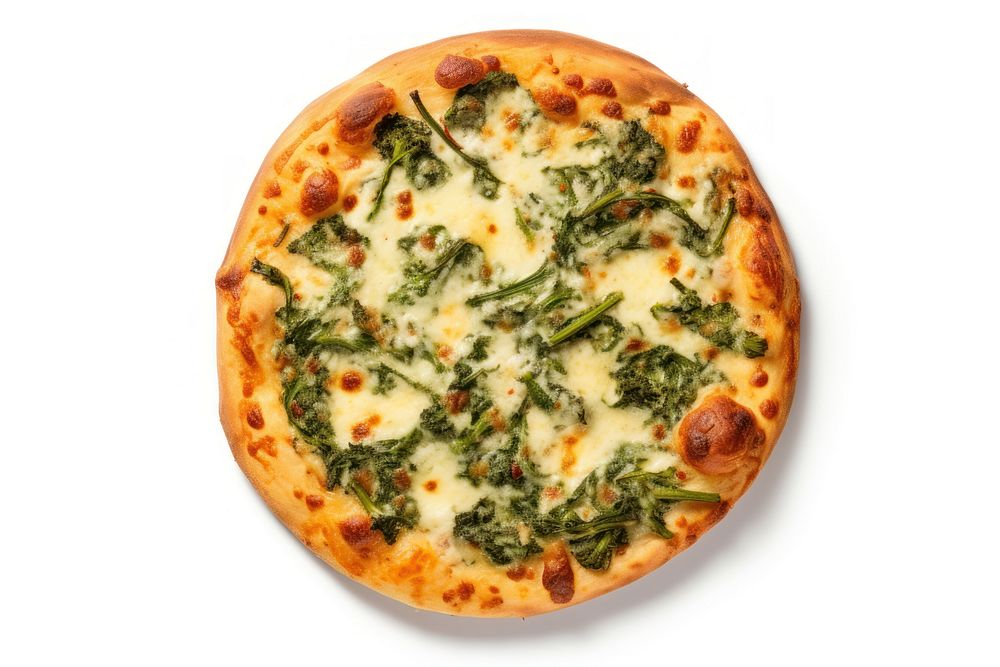 Spinach pizza food white background zwiebelkuchen. 