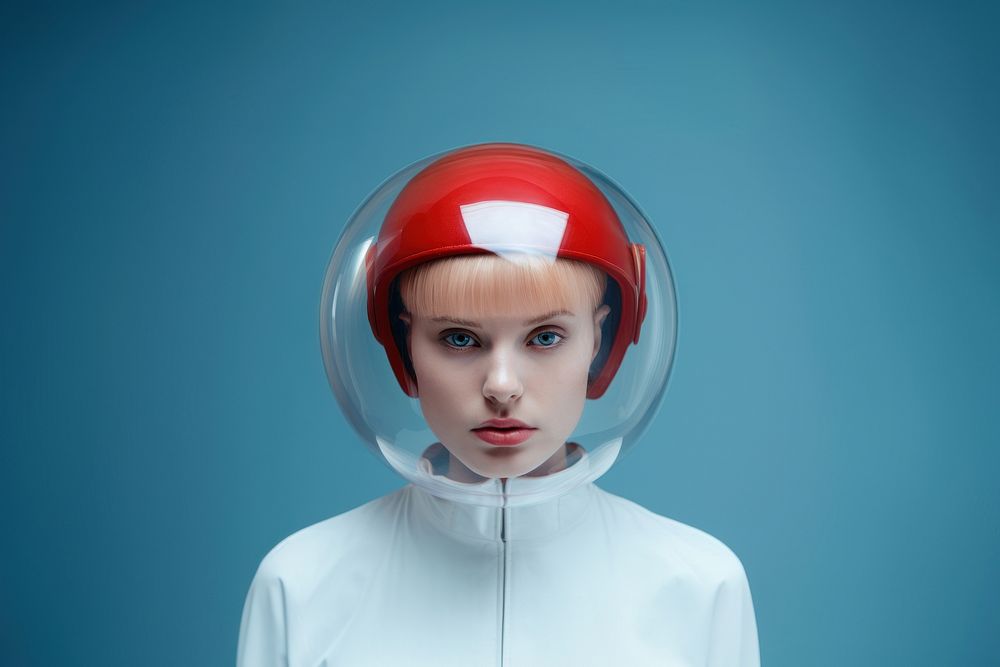 Space woman wearing bubble helmet. AI generated Image by rawpixel.