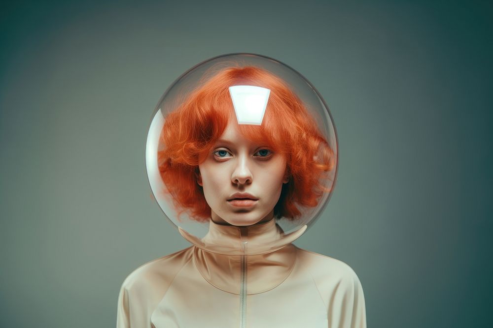 Space woman wearing bubble helmet. AI generated Image by rawpixel.