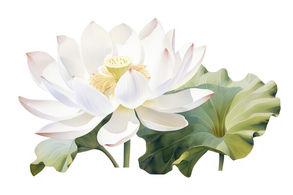 White lotus flower petal plant. AI generated Image by rawpixel.