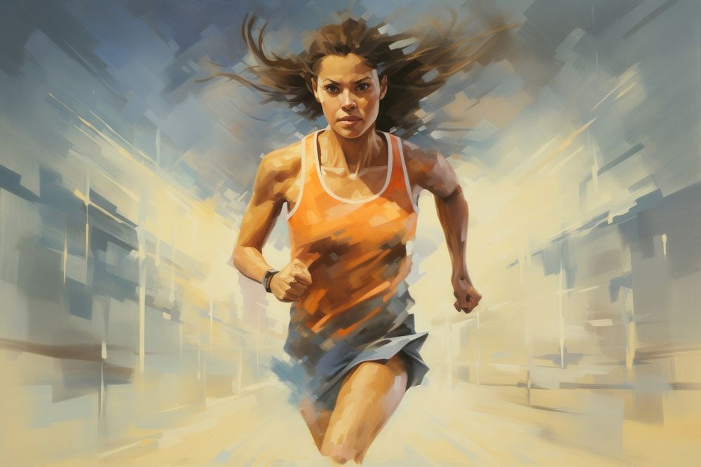 Running painting jogging gym. AI generated Image by rawpixel.
