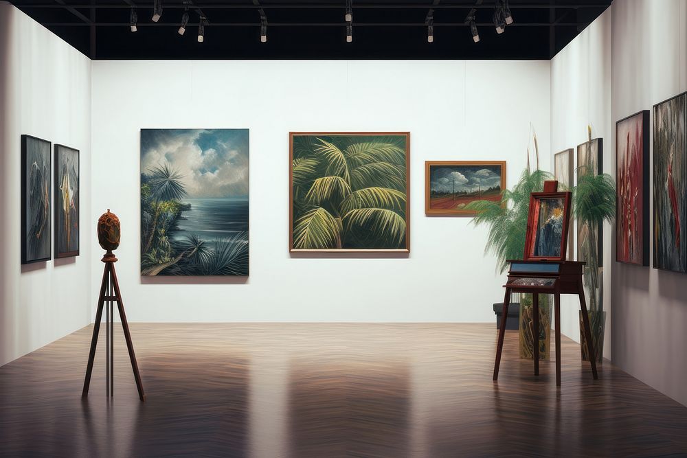 Exhibition painting art architecture. AI generated Image by rawpixel.
