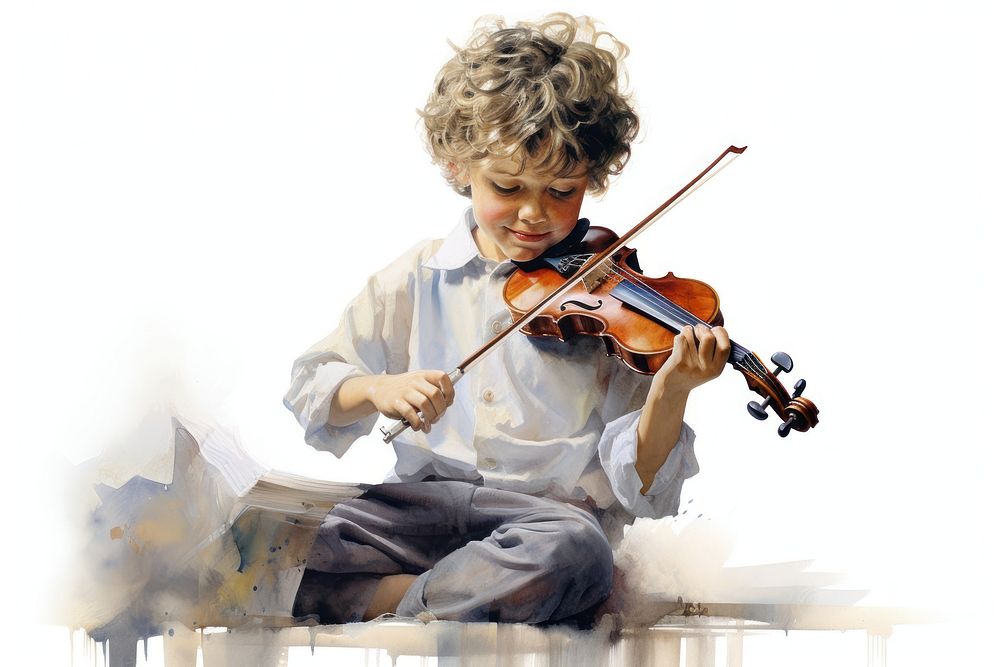 Boy play music violin child boy. AI generated Image by rawpixel.