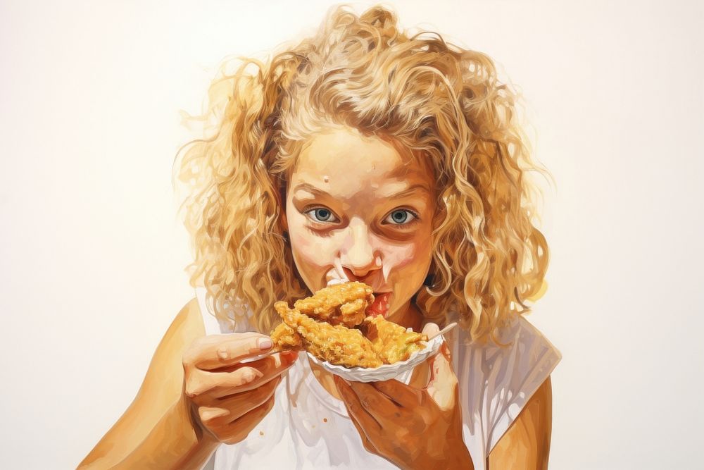 Eating biting food hairstyle. AI generated Image by rawpixel.
