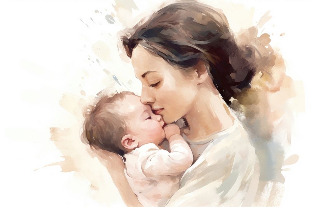 Baby portrait kissing adult. AI generated Image by rawpixel.