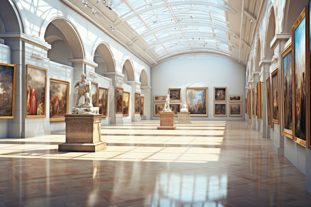 Museum exhibition architecture building painting. AI generated Image by rawpixel.