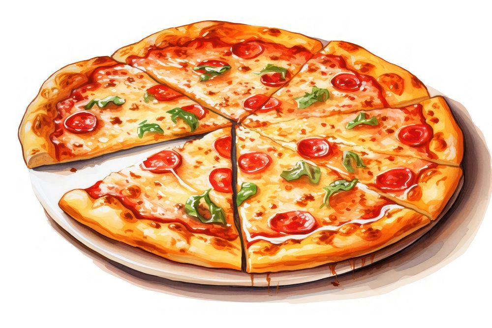 Pizza pizza food white background. AI generated Image by rawpixel.
