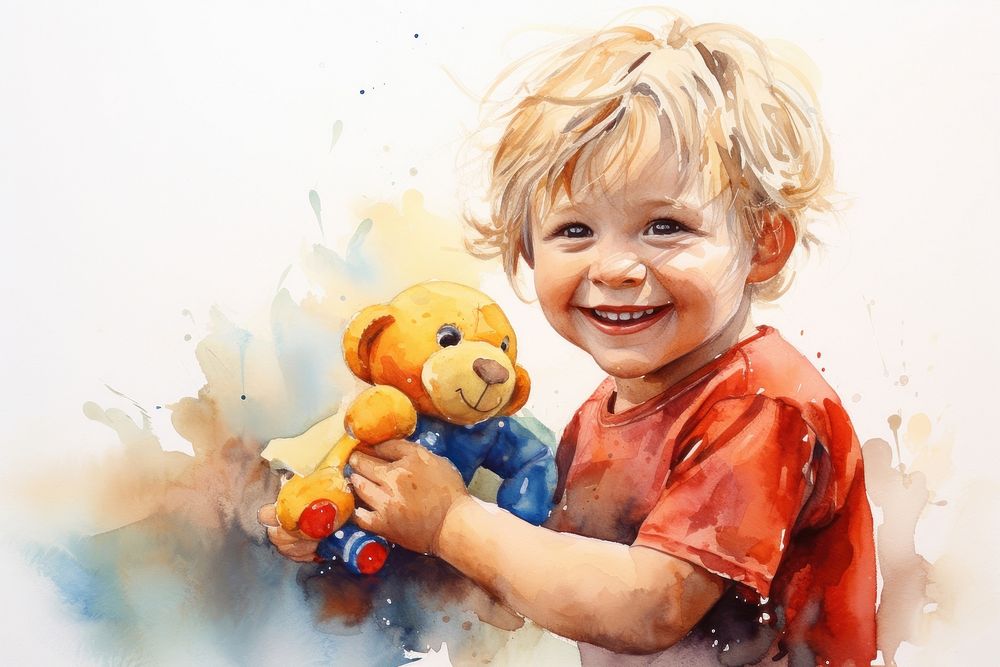 Children smile toy painting. AI generated Image by rawpixel.