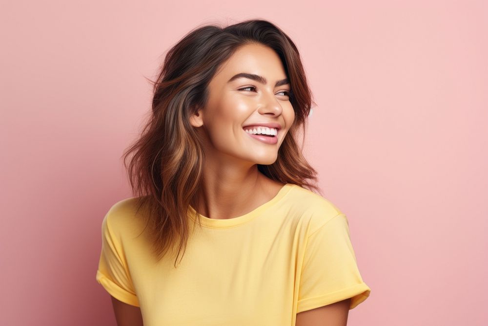 Beautiful smiling woman laughing fashion adult. AI generated Image by rawpixel.