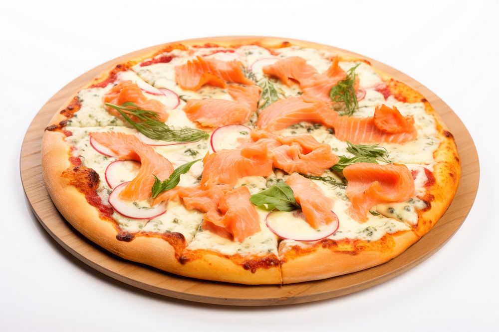 Salmon Pizza pizza food mozzarella. AI generated Image by rawpixel.