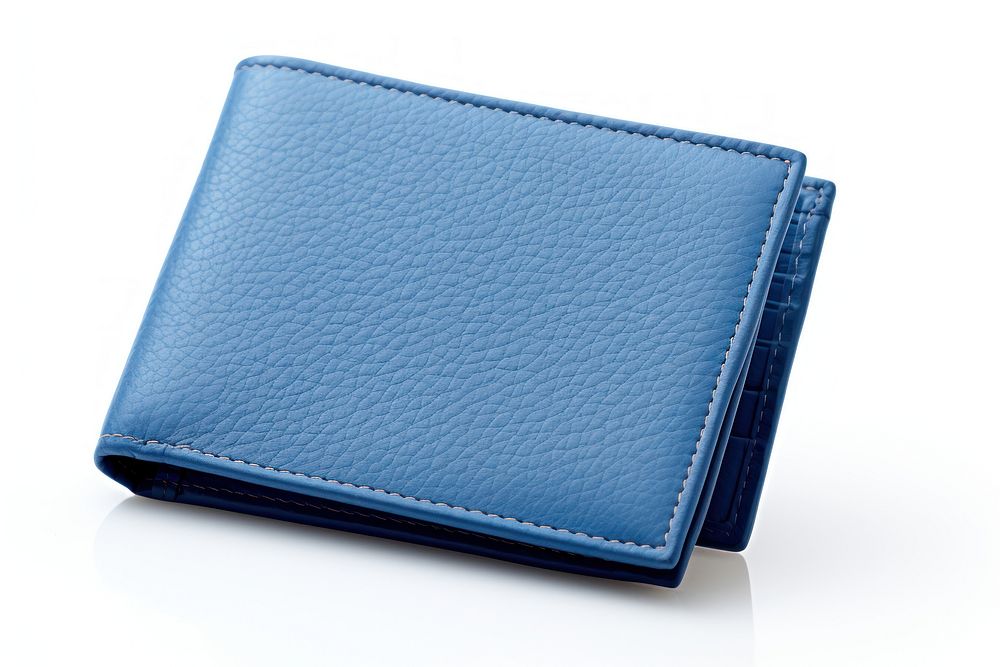 Blue leather wallet white background accessories simplicity. AI generated Image by rawpixel.