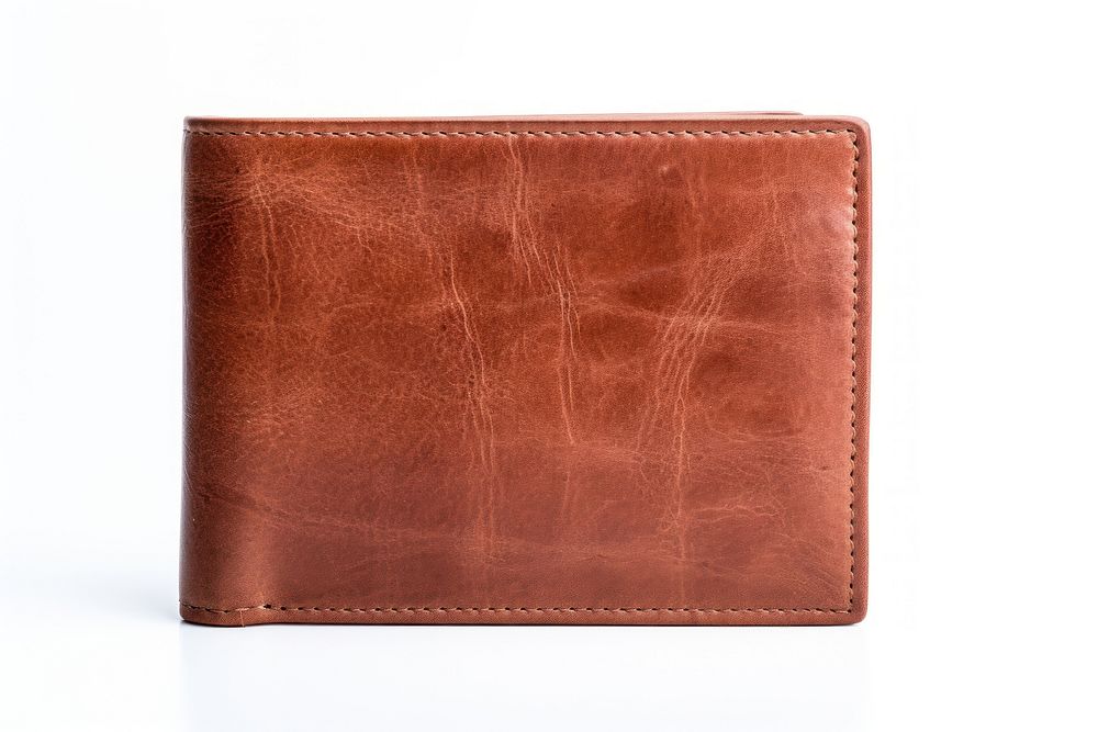 Brown leather wallet bag white background accessories. AI generated Image by rawpixel.