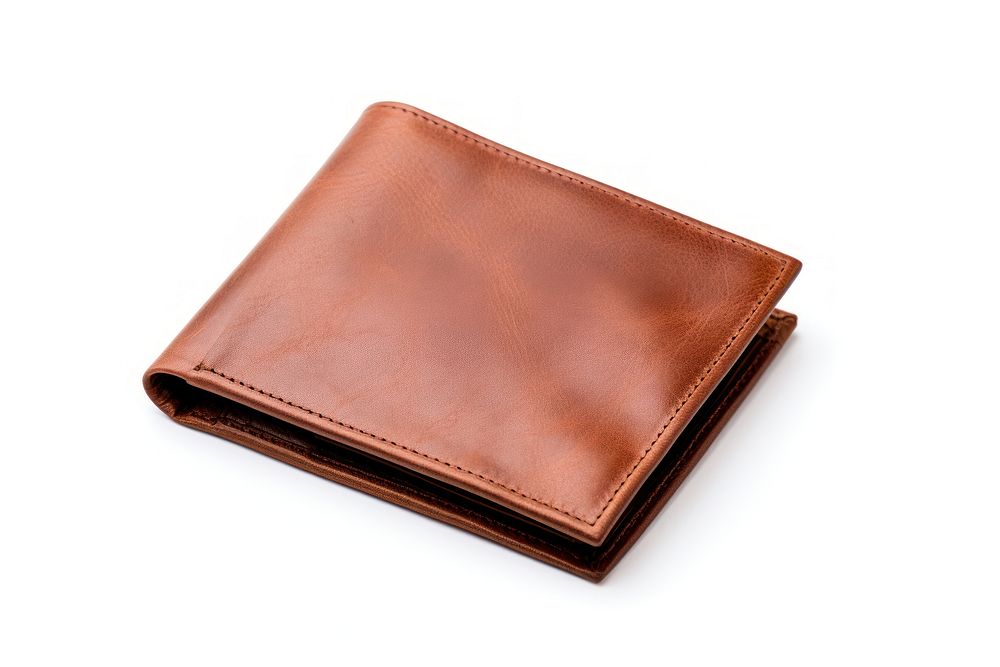 Brown leather wallet tan white background accessories. AI generated Image by rawpixel.