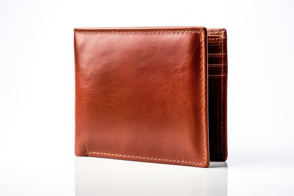 Brown leather wallet tan white background accessories. AI generated Image by rawpixel.