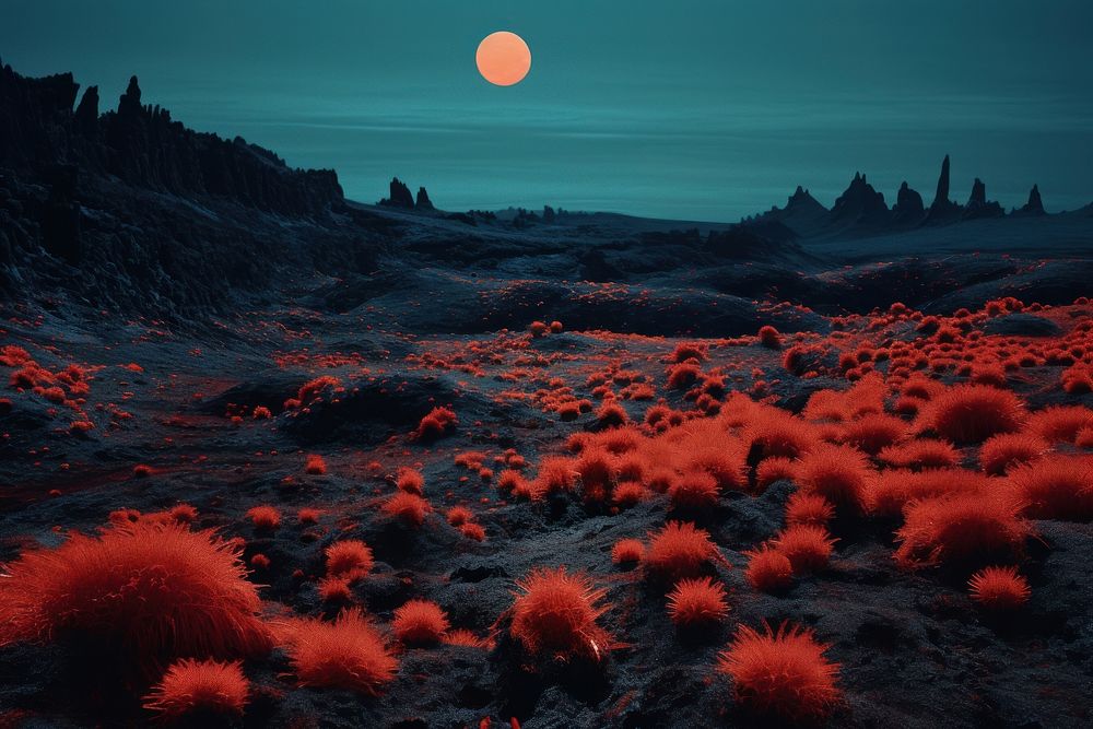 Alien planet nature landscape astronomy. AI generated Image by rawpixel.