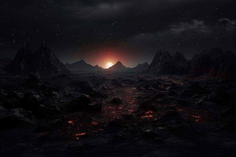 Celestial Hell landscape astronomy mountain. 