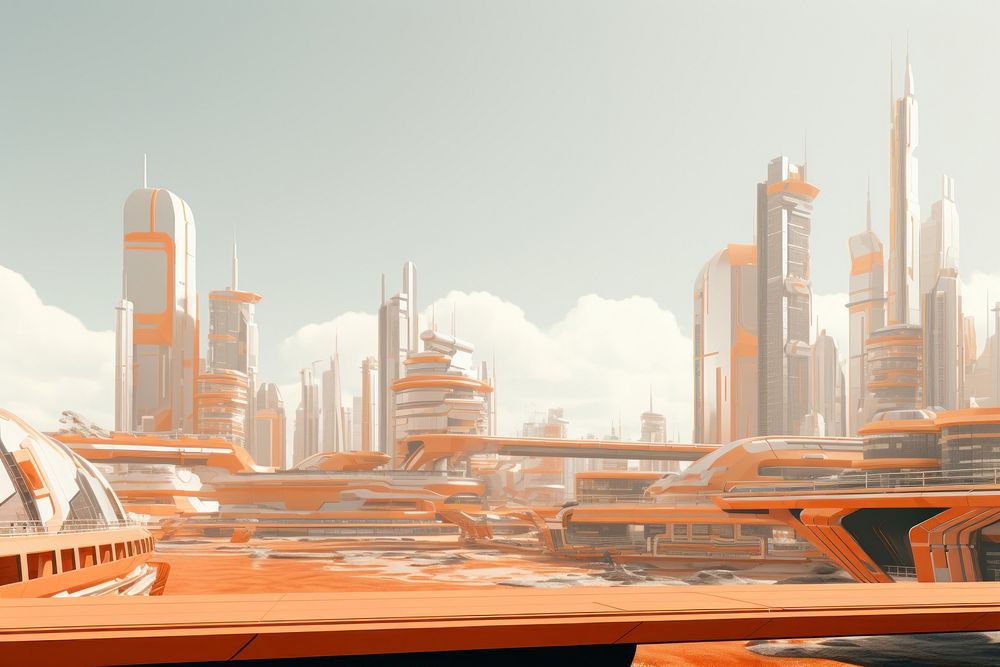 Future city architecture cityscape landscape. AI generated Image by rawpixel.